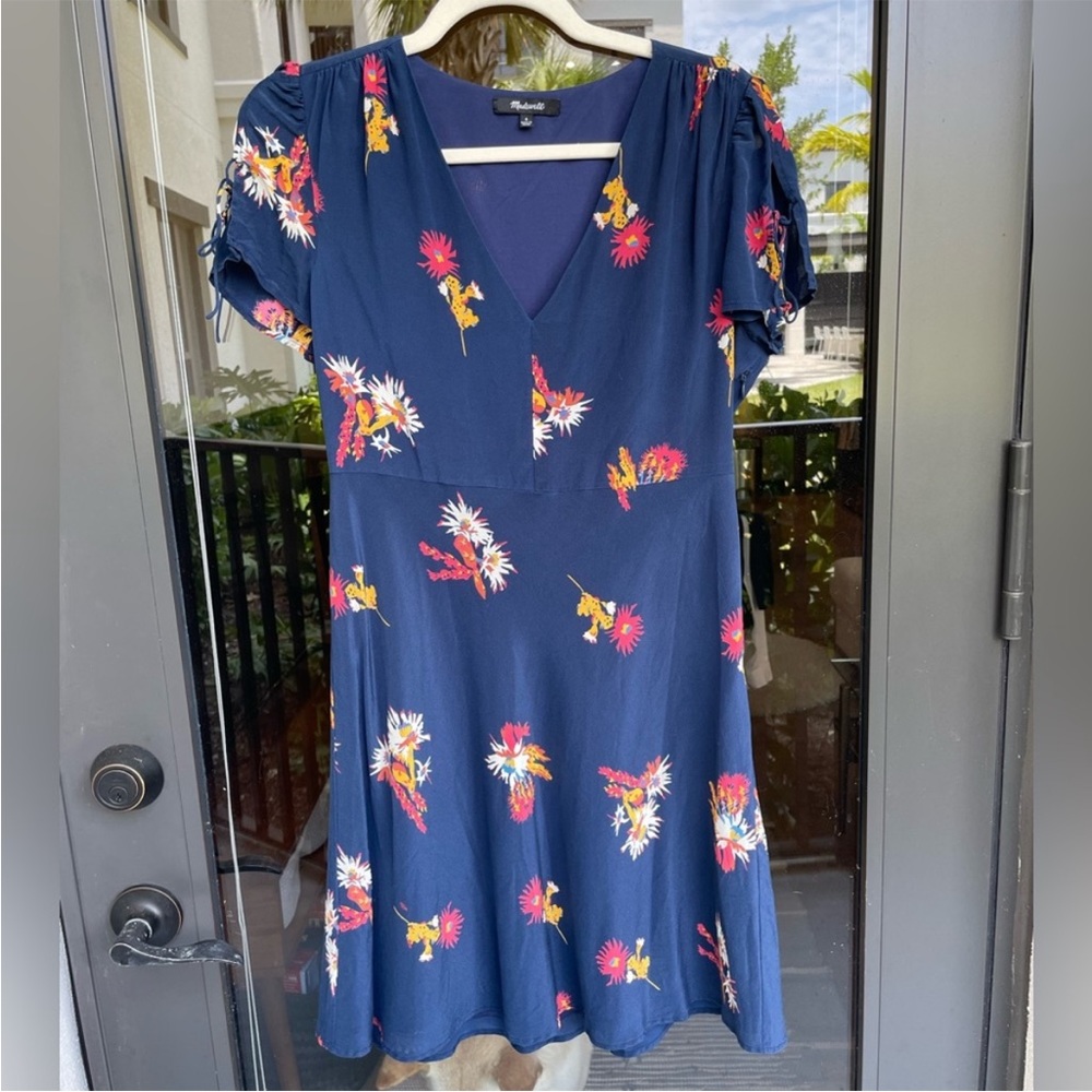 Madewell Silk Poppy Dress in Cactus Flower